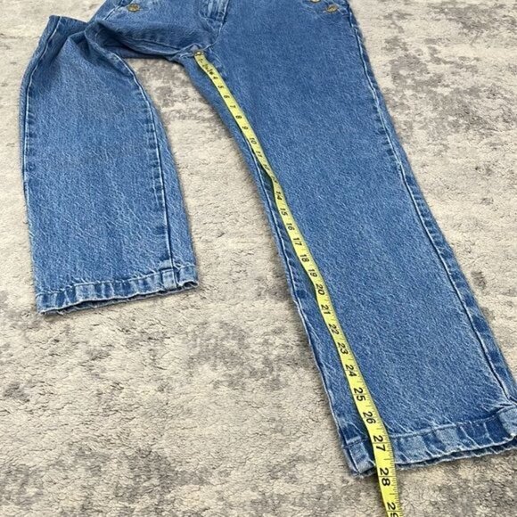 Zara High Rise Sailor Button Slant Pocket Jeans Vintage Wash Straight Leg Sz S - Picture 13 of 14